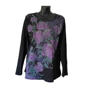 LONG SLEEVE PURPLE FLOWER TOP